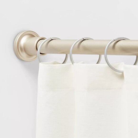 Dual Mount Nickel Finish Cast Finial End Shower Curtain Rod 46" to 72" Lengths - Picture 1 of 7